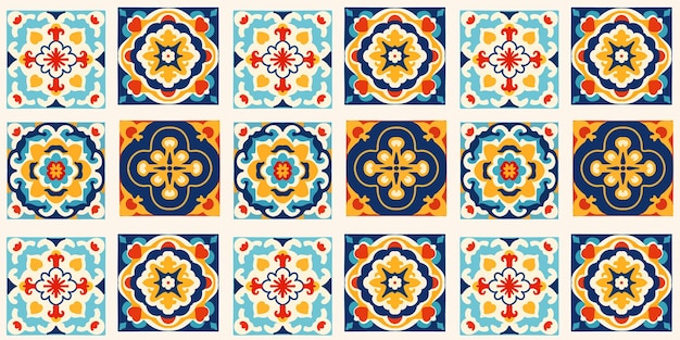 Vector majolica ornament texture tiles portuguese espaniola azulejo