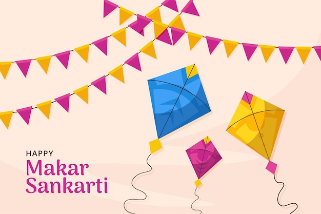 Makar Sankarti Background with Kite and Banner