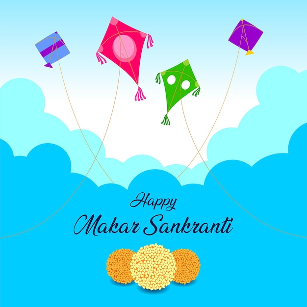 Makar Sankranti is the Cheerful Festival of India Happy Makar Sankranti Vector Illustration