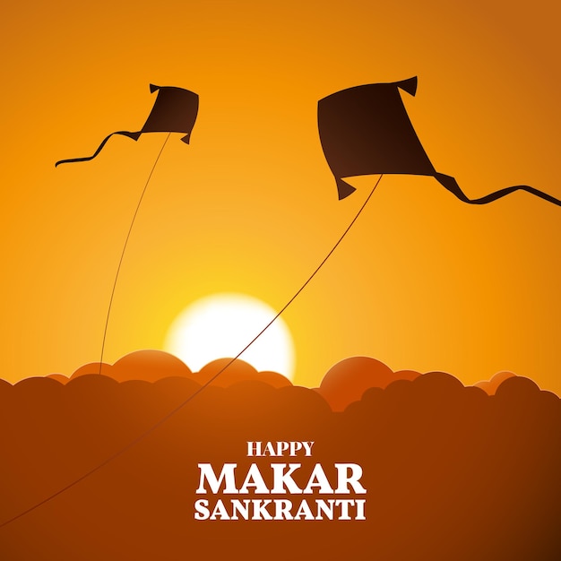 Vector makar sankranti  kite string festival of india