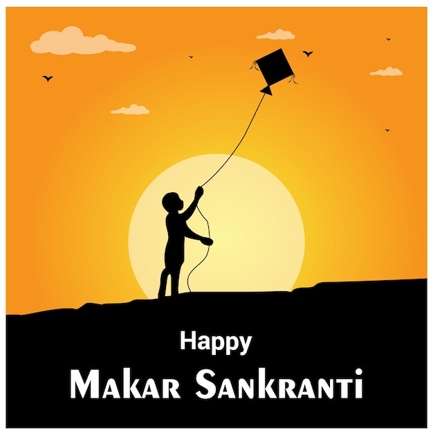 Makar Sankranti Uttarayana Maghi Indian Festival Celebration Vector Design Colorful Kites