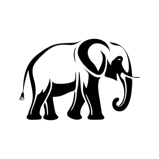 Make a bold statement with our striking black and white elegant elephant logo