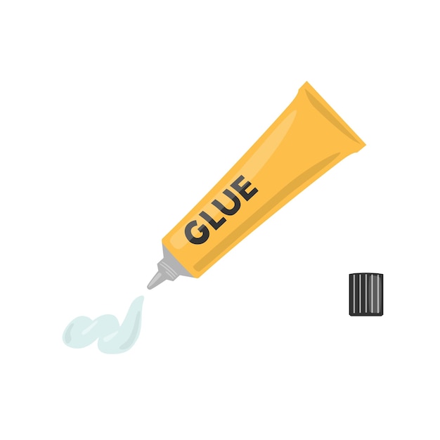 Make the clear glue out of the yellow metal tube for art craft vector illustration