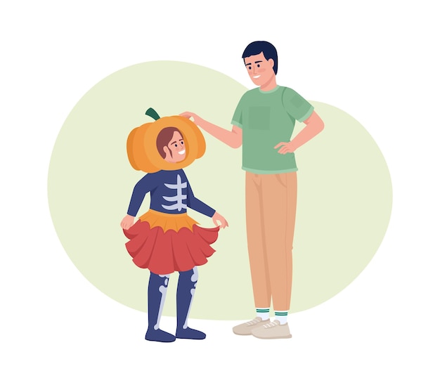 Make Halloween costume with dad 2D vector isolated illustration