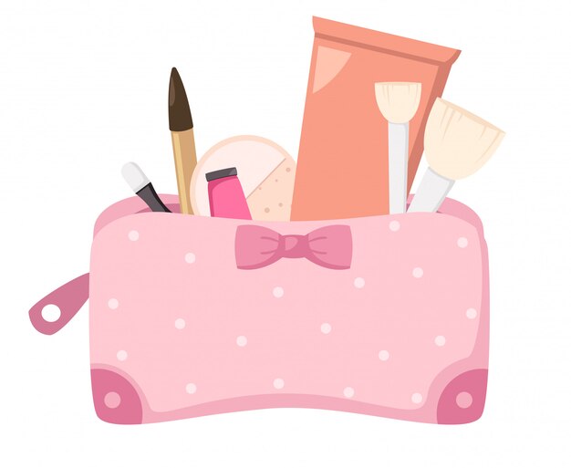 Vector make up bag with cosmetics,illustration