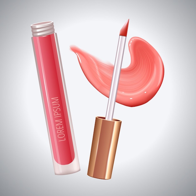 Vector make-up set for lips with realistic creme smear