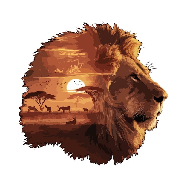 Make a water color lion vector illustration design