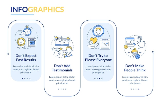 Make website donts rectangle infographic template