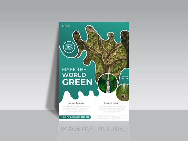 Make world green, Environment nature flyer, leaflet, poster template