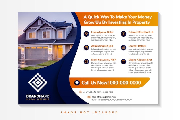 make your money grow up by investing in property social media cover flyer template and horizontal