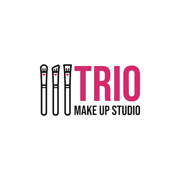 Makeup artist business logo design with make up brush icon