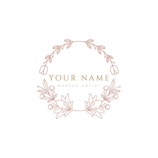 Vector makeup artist flower feminine cosmetics business salon hairstyle logo design vector graphic illustration