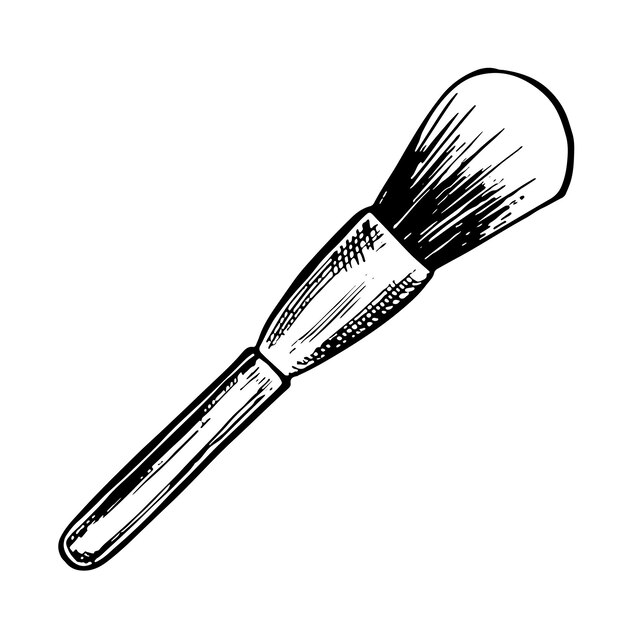 Vector a makeup brush a cosmetic tool a black and white vector graphic illustration made by hand