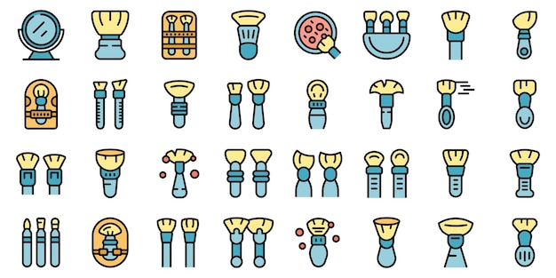 Makeup brushes icons set vector flat