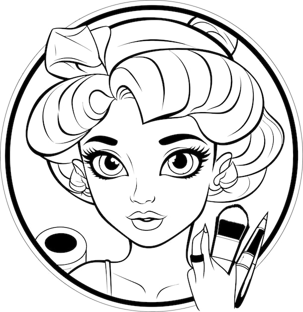 Makeup Gril Vector Coloring Page