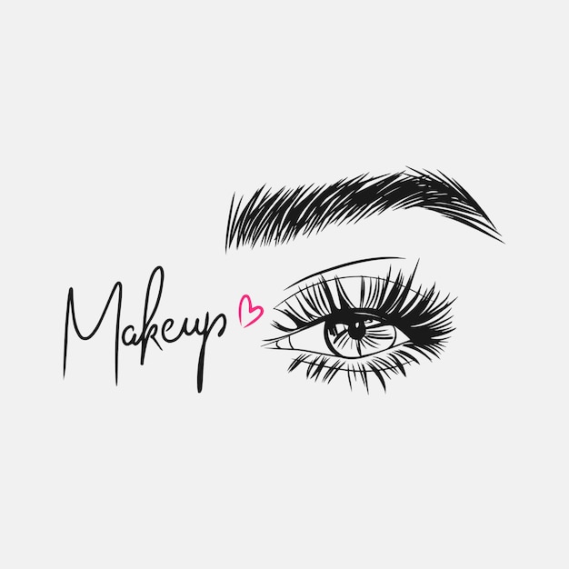 Makeup handwritten quotes eye with long eyelashes beautiful thick eyebrow