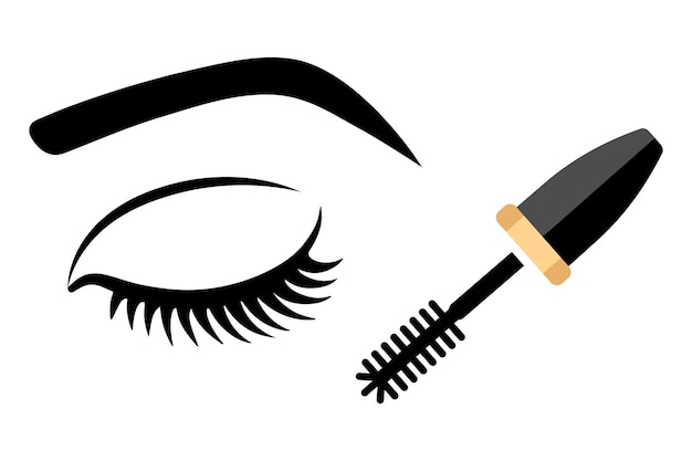 Vector makeup mascara vector icon open tube of mascara sign vector flat logo of makeup eyelash brush