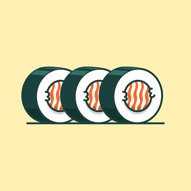 Maki rolls cartoon vector icon illustration