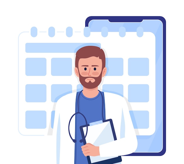 Making appointment online flat concept vector illustration