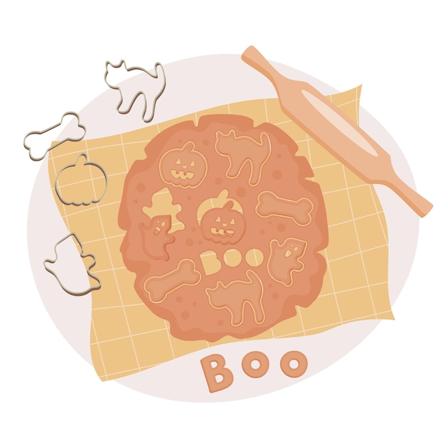 Making halloween cookies concept vector illustration