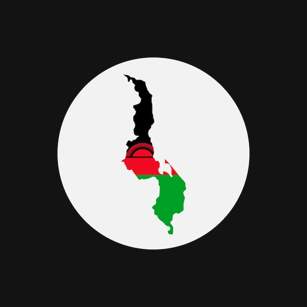 Malawi map silhouette with flag on white background