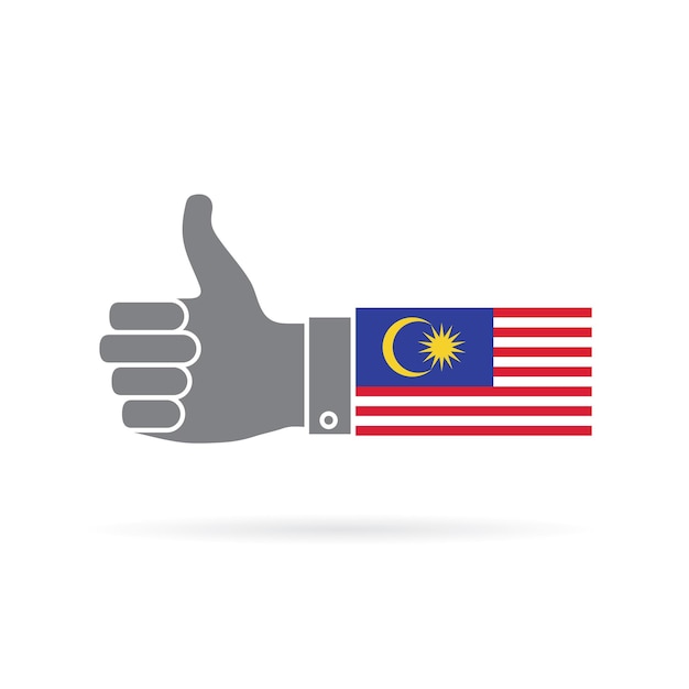 Malaysia country flag thumbs up vector icon