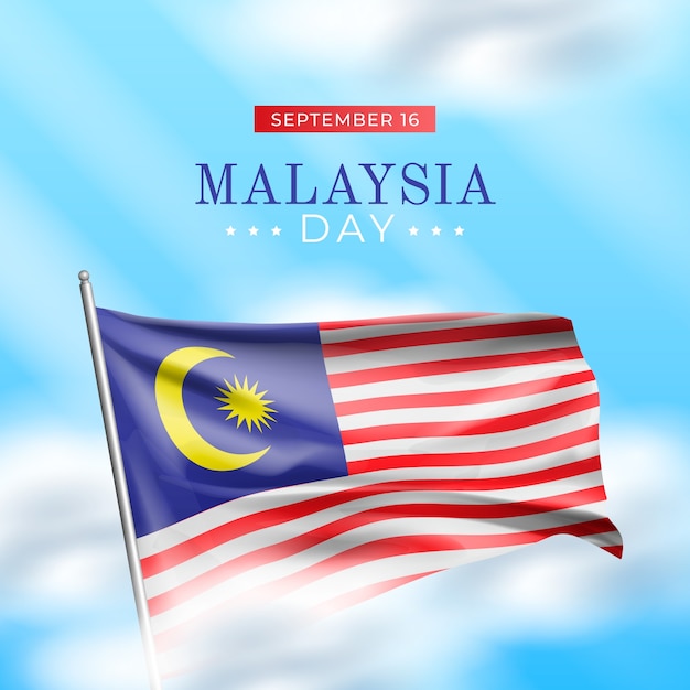 Malaysia day realistic illustration