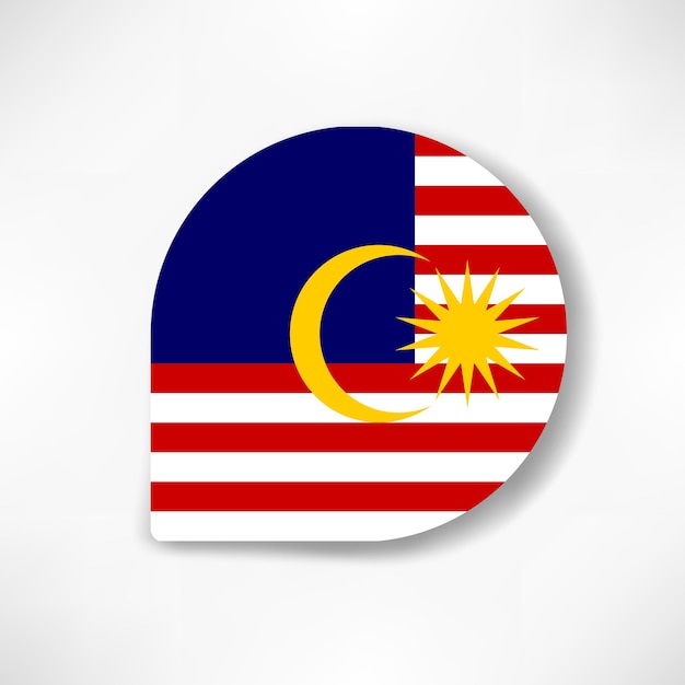 Malaysia drop flag icon with shadow on white background