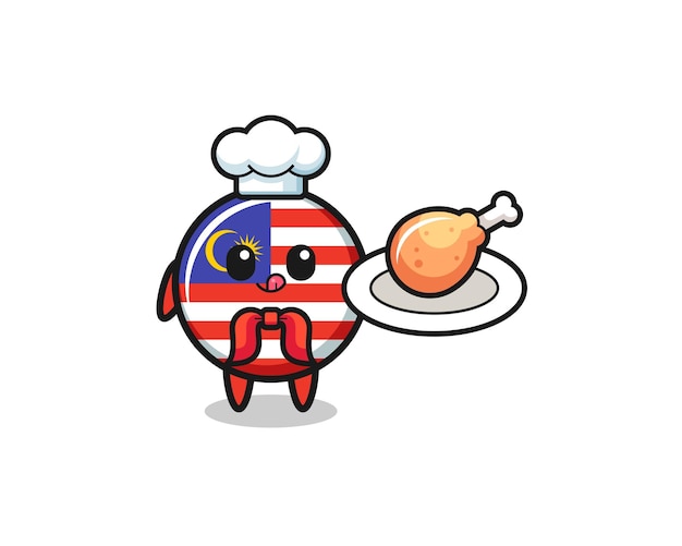 Malaysia flag fried chicken chef cartoon character