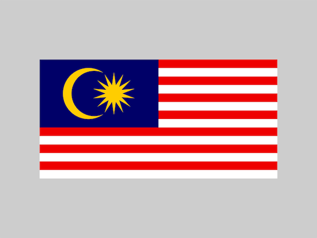 Malaysia flag official colors and proportion Vector illustration