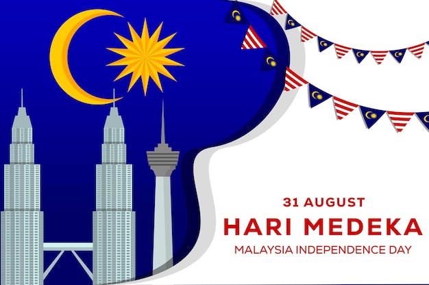 Malaysia independence day 31 august illustration background