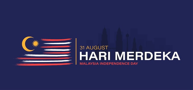 Malaysia independence day background template with national flag illustration