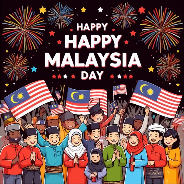 Vector malaysia independence day celebration background illustration