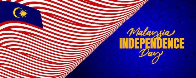 Malaysia Independence day colorful background with ribbon and geometric illustration design