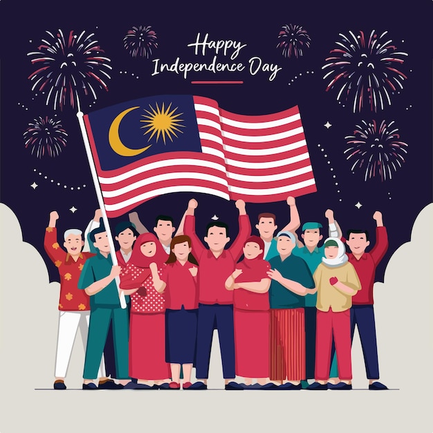 Malaysia Independence Day flat vector illustration