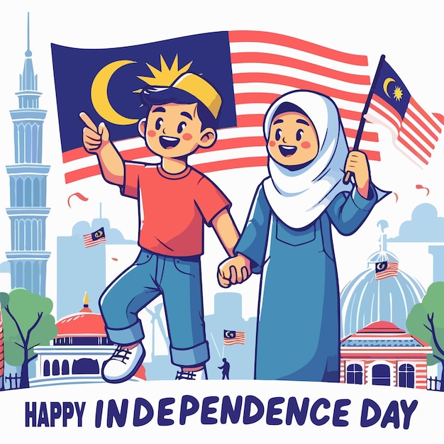 Malaysia Independence Day flat vector illustration