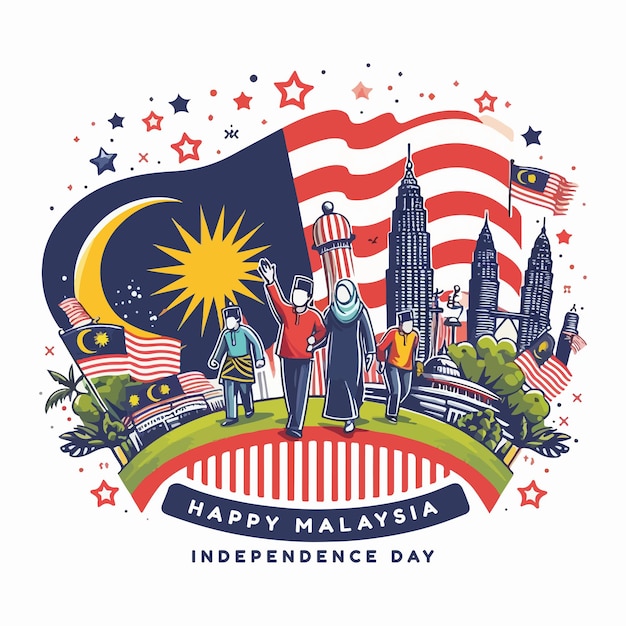 Vector malaysia independence day vector with flat background