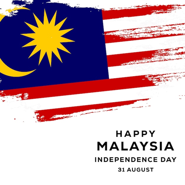 Malaysia independence day with brush stroke malaysian flag