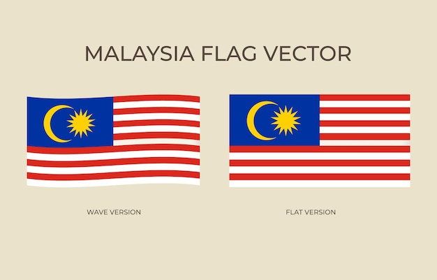 Malaysia wave and flat country flag vector