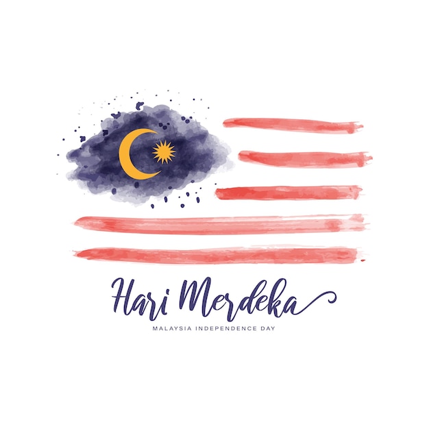 Malaysian flag illustration with water color drawing style concept