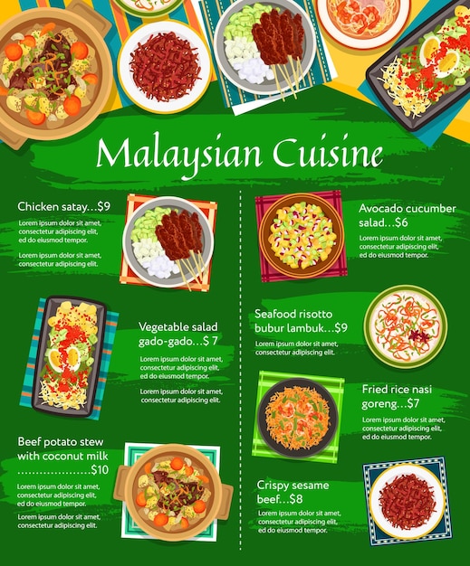 Malaysian food cuisine menu lunch meals poster