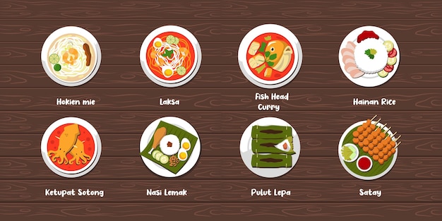 Malaysian food flat style illustration design