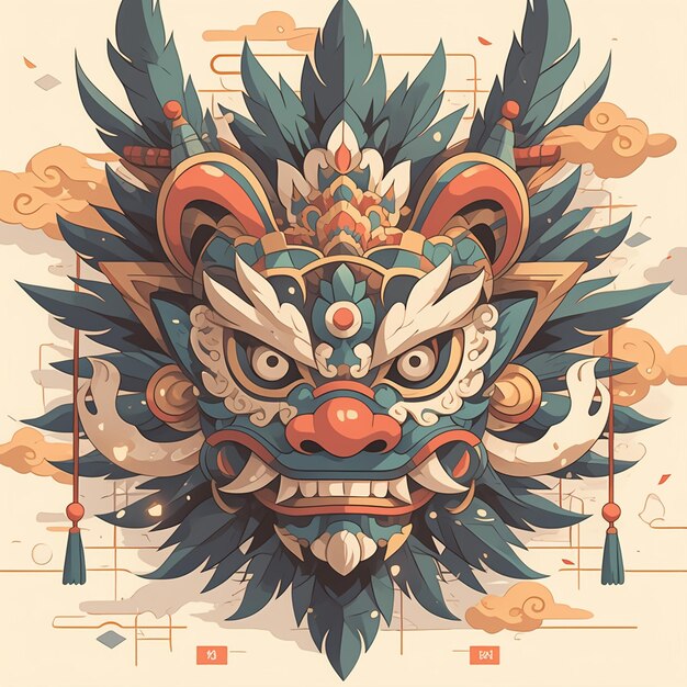 Vector malaysian traditional mask patterns with expressive designs