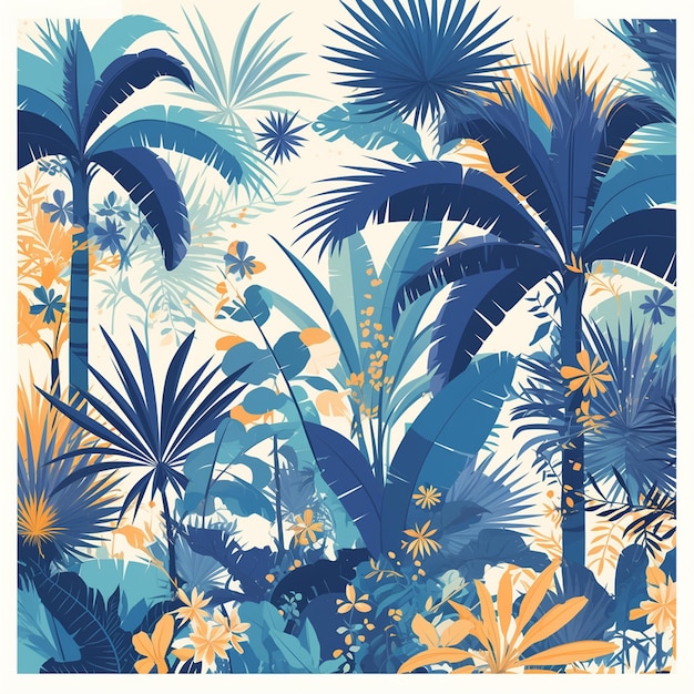 Vector malaysian tropical rainforest patterns with natural designs