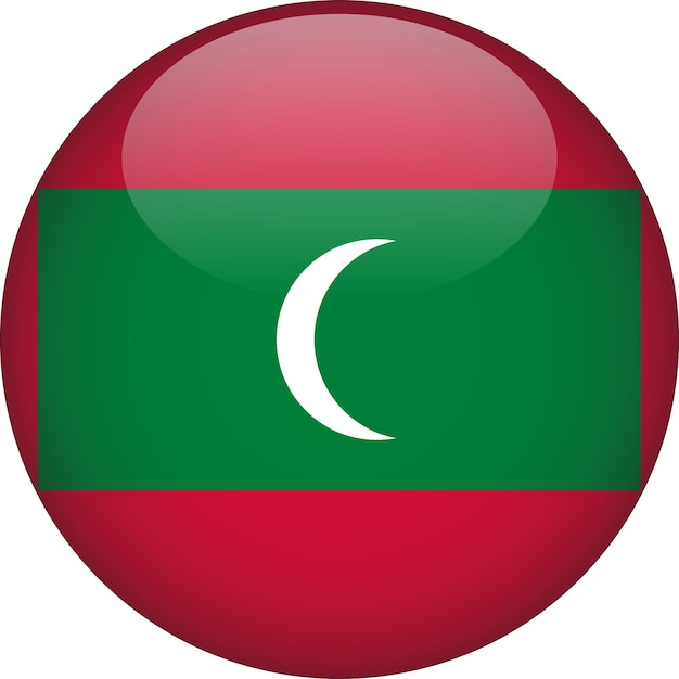 Maldives 3D Rounded Flag Button