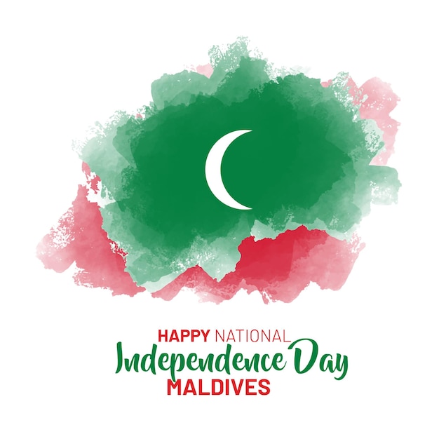 Maldives flag for independence day Watercolor vector