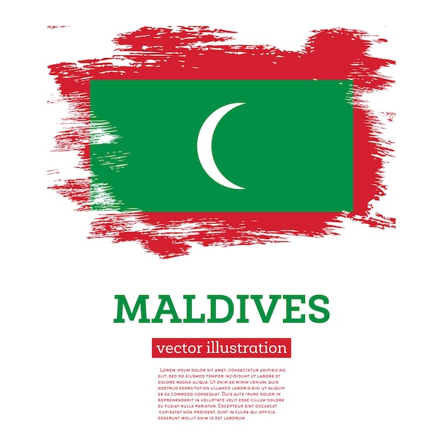 Maldives Flag with Brush Strokes Independence Day