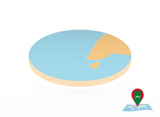 Maldives map designed in isometric style orange circle map