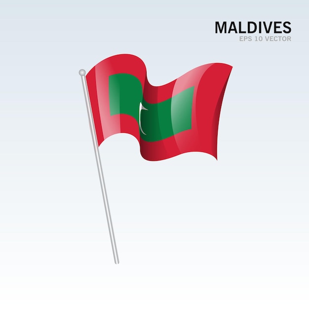 Maldives waving flag isolated on gray