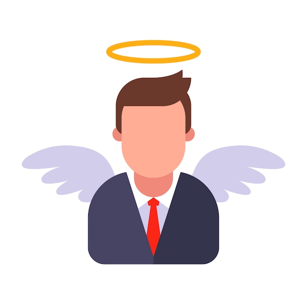 male angel in a business suit. flat   illustration.